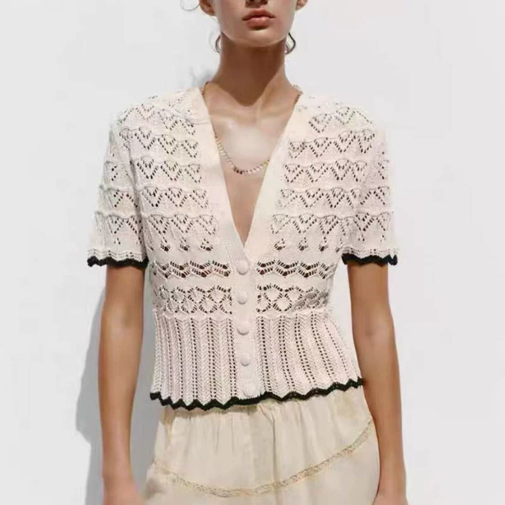 ZARA Fashion Hollow Crochet Beach Cardigan Short Bikini Cover Up Women